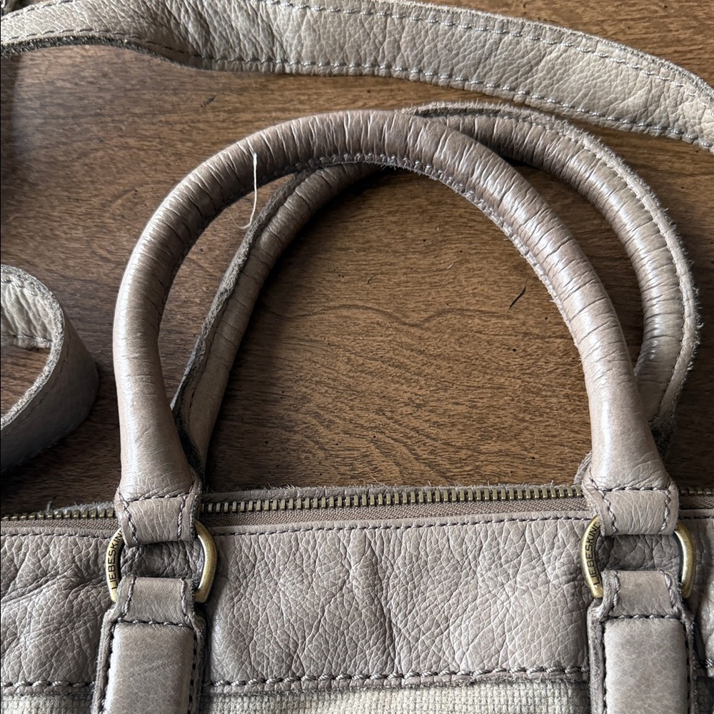 Liebeskind Taupe Crossbody Tote with Leather Trim & Brass Hardware - Picture 2 of 7